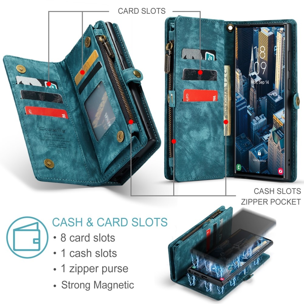 Multi-slot Mobiltaske Samsung Galaxy S23 Ultra blå