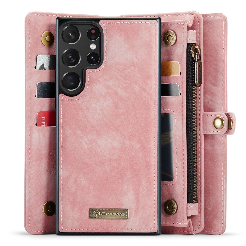 Multi-slot Mobiltaske Samsung Galaxy S23 Ultra Lyserød