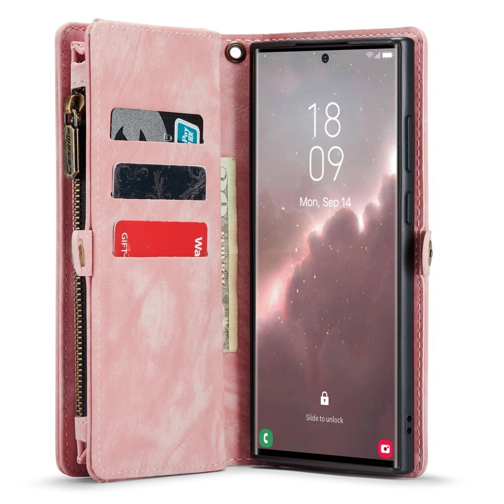Multi-slot Mobiltaske Samsung Galaxy S23 Ultra Lyserød