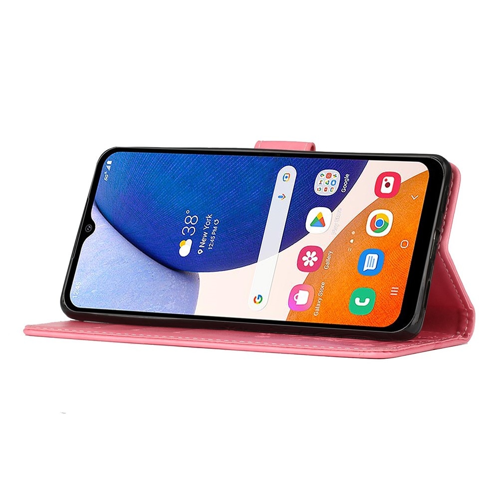 Læderetui Sommerfugle Samsung Galaxy A54 lyserød