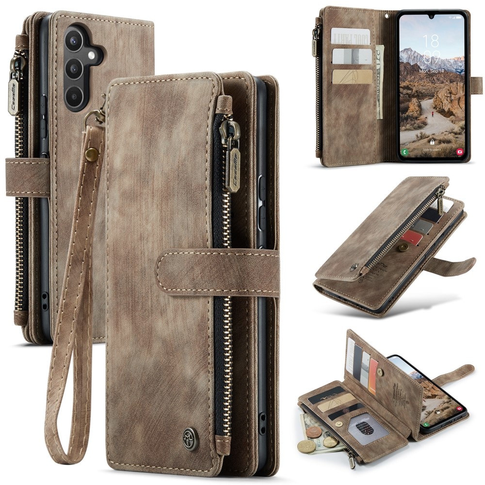 Zipper Wallet Samsung Galaxy A34 brun