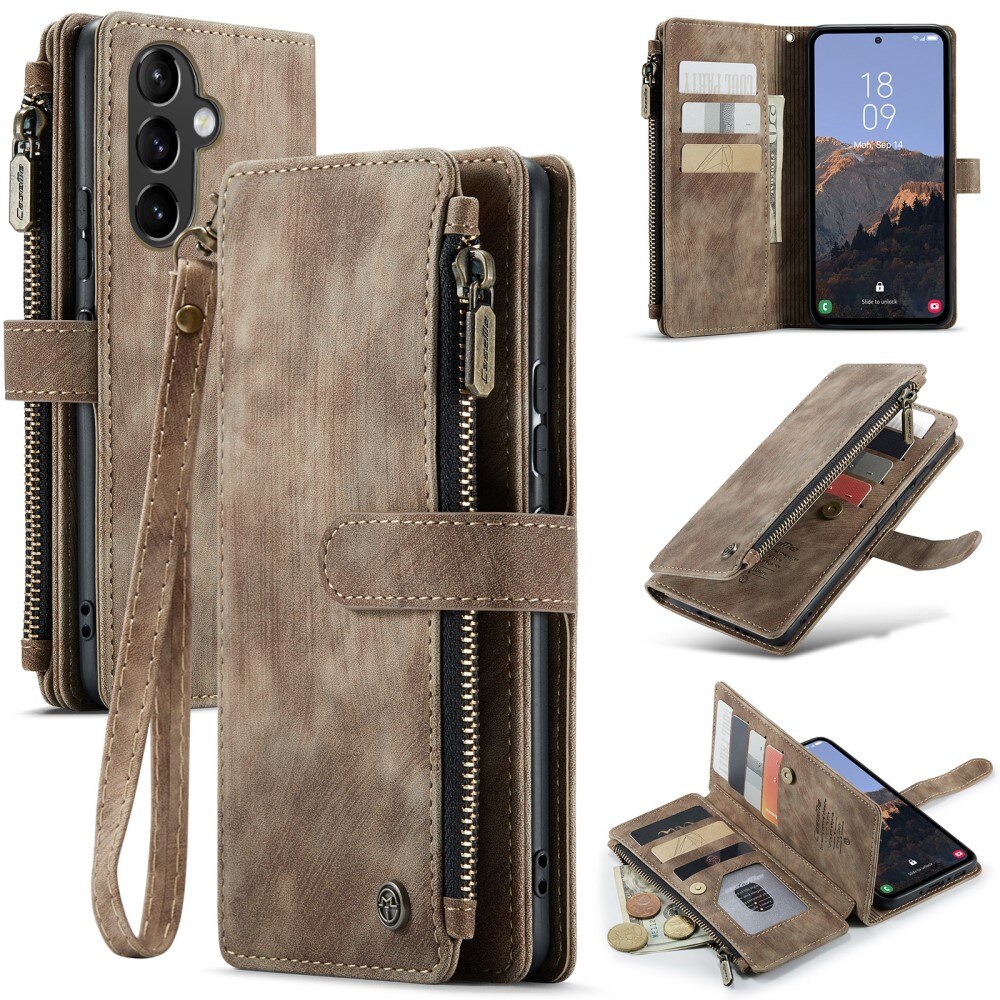 Zipper Wallet Samsung Galaxy A54 Brun