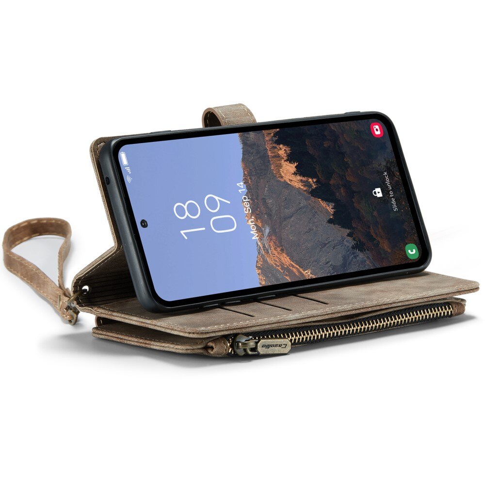 Zipper Wallet Samsung Galaxy A54 Brun