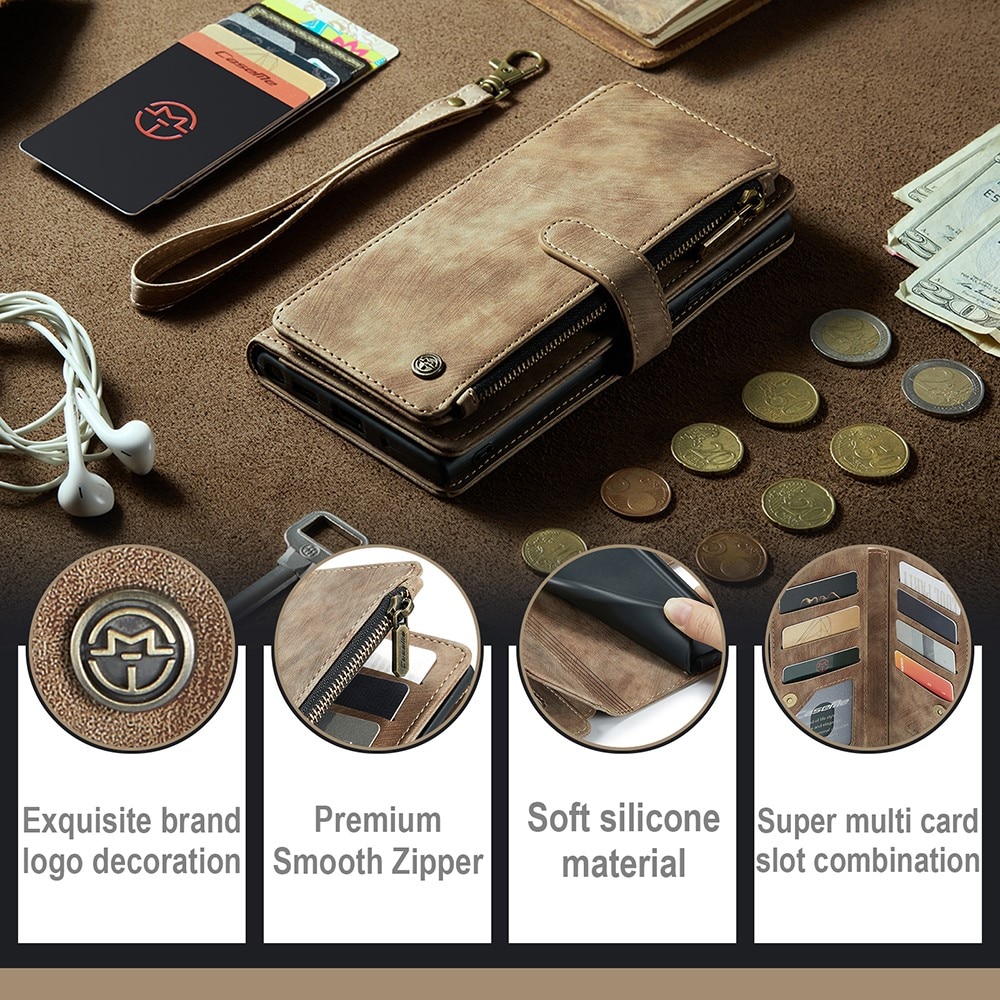 Zipper Wallet Samsung Galaxy A54 brun