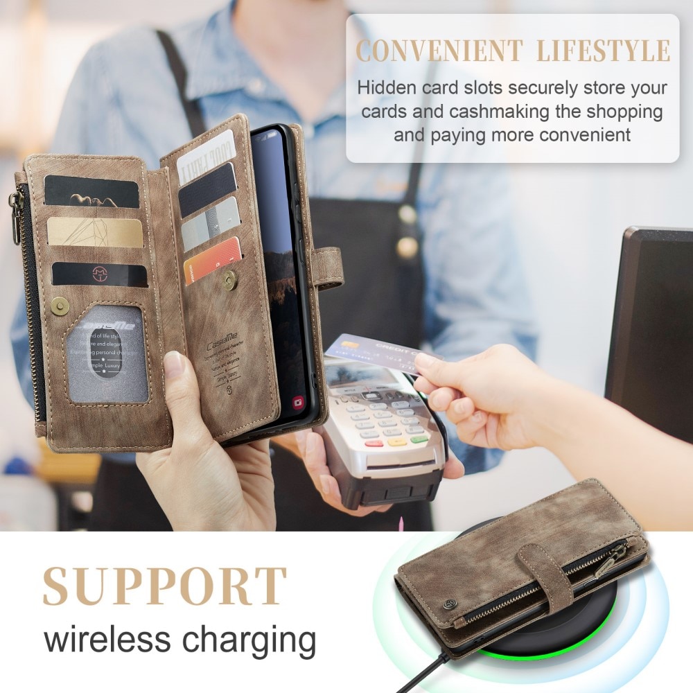 Zipper Wallet Samsung Galaxy A54 Brun