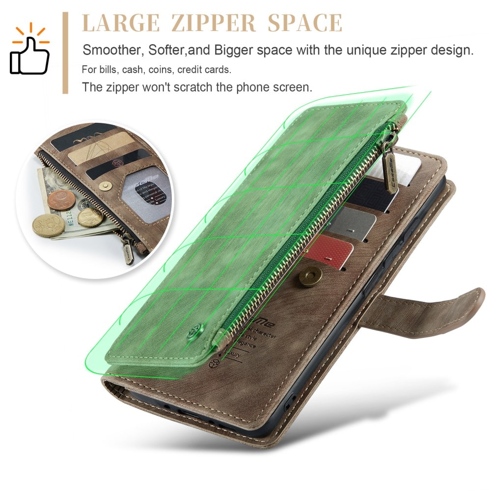 Zipper Wallet Samsung Galaxy A54 Brun
