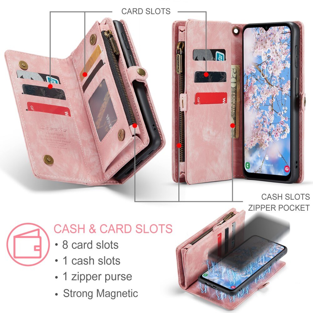 Multi-slot Mobiltaske Samsung Galaxy A14 Lyserød
