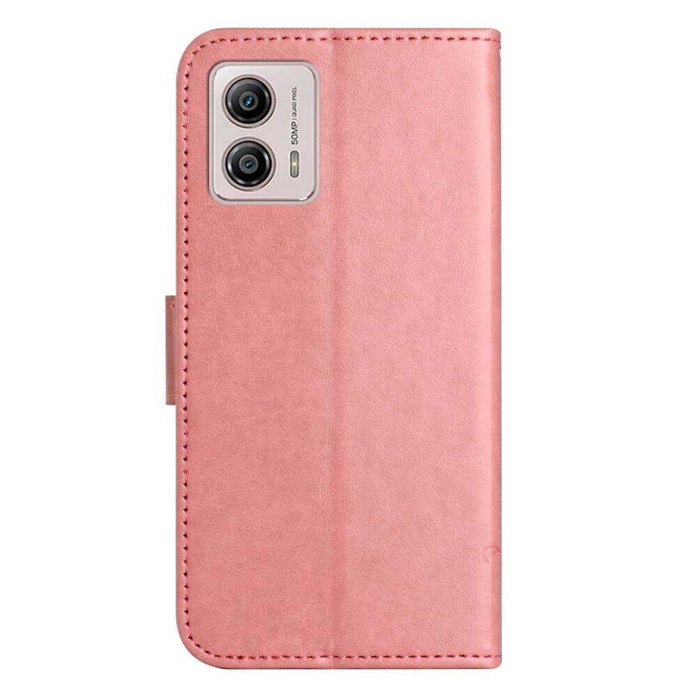 Læderetui Sommerfugle Motorola Moto G53 Lyserød
