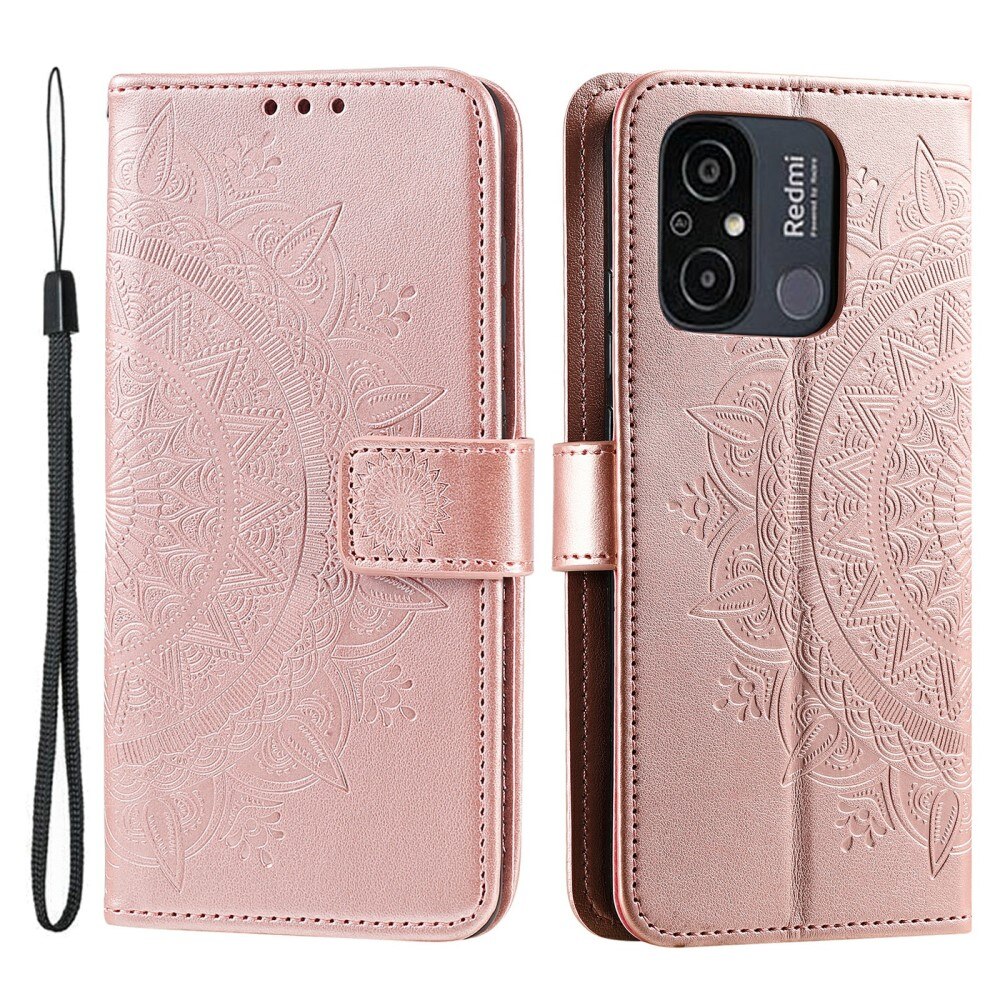 Læderetui Mandala Xiaomi Redmi 12C rose guld