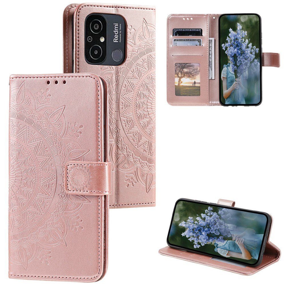 Læderetui Mandala Xiaomi Redmi 12C rose guld