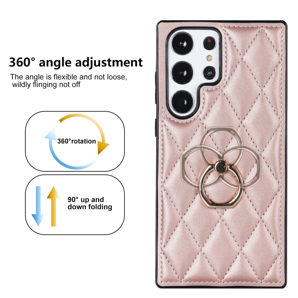 Cover Finger Ring Samsung Galaxy S23 Ultra Quilted rose guld