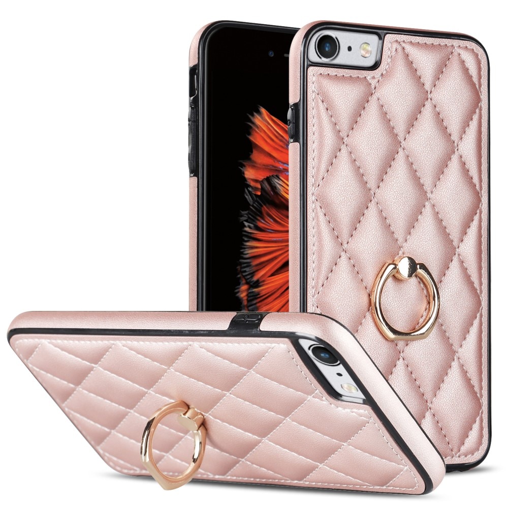 Cover Finger Ring iPhone 8 Quilted rose guld