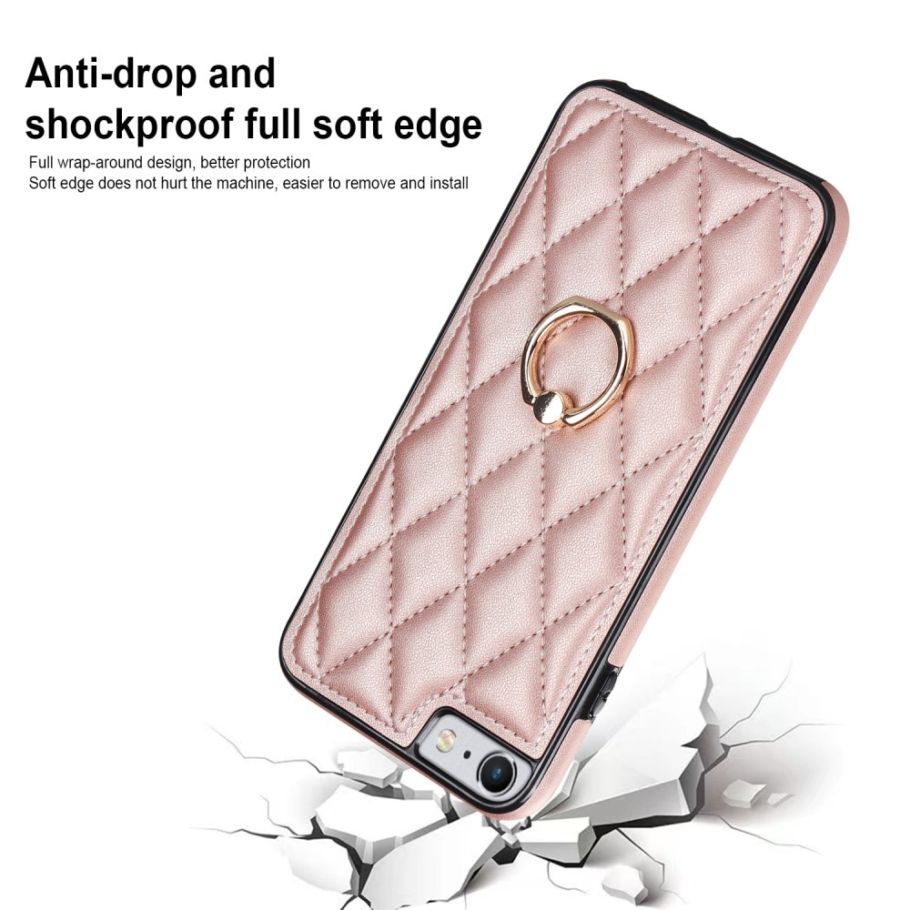 Cover Finger Ring iPhone SE (2022) Quilted rose guld