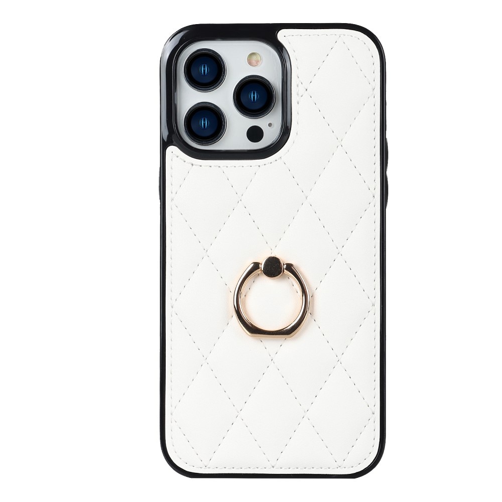 Cover Finger Ring iPhone 14 Pro Quilted hvid
