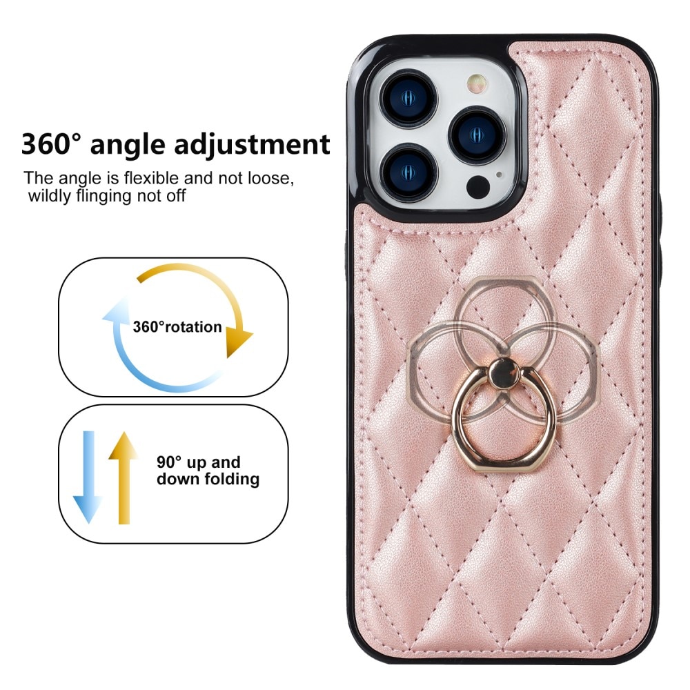 Cover Finger Ring iPhone 14 Pro Quilted rose guld