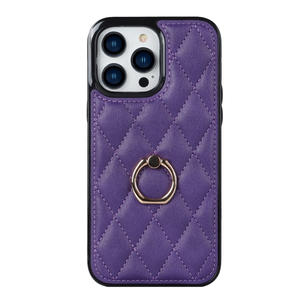 Cover Finger Ring iPhone 14 Pro Quilted lila