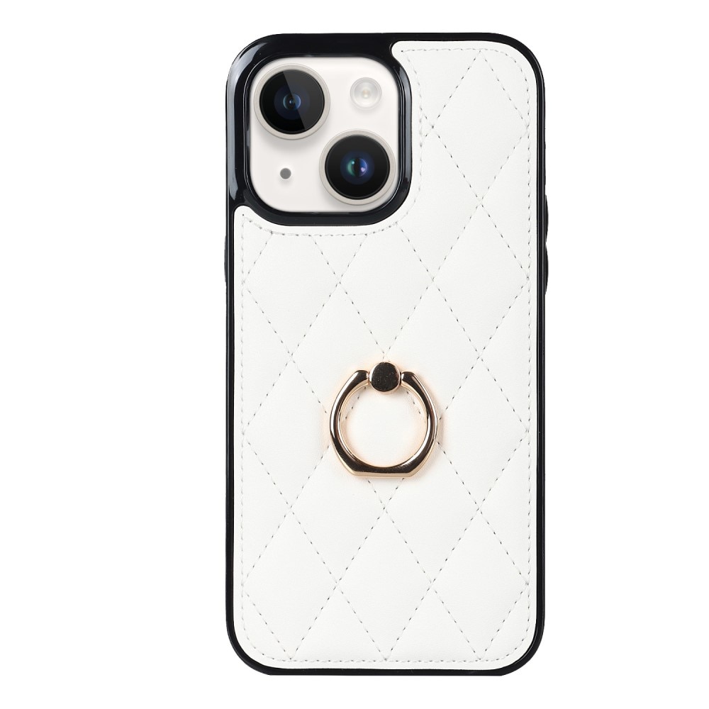 Cover Finger Ring iPhone 14 Quilted hvid