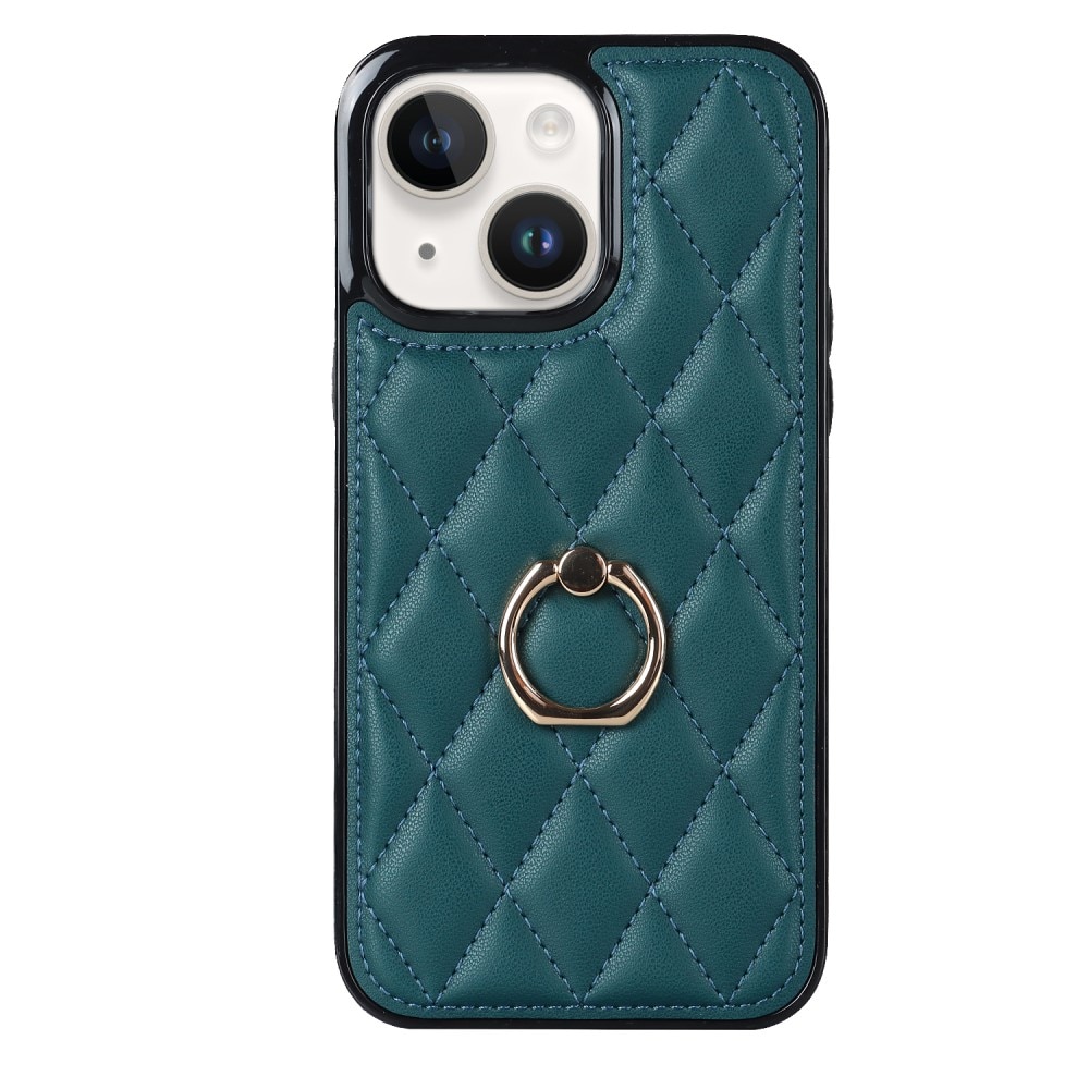 Cover Finger Ring iPhone 14 Quilted grøn