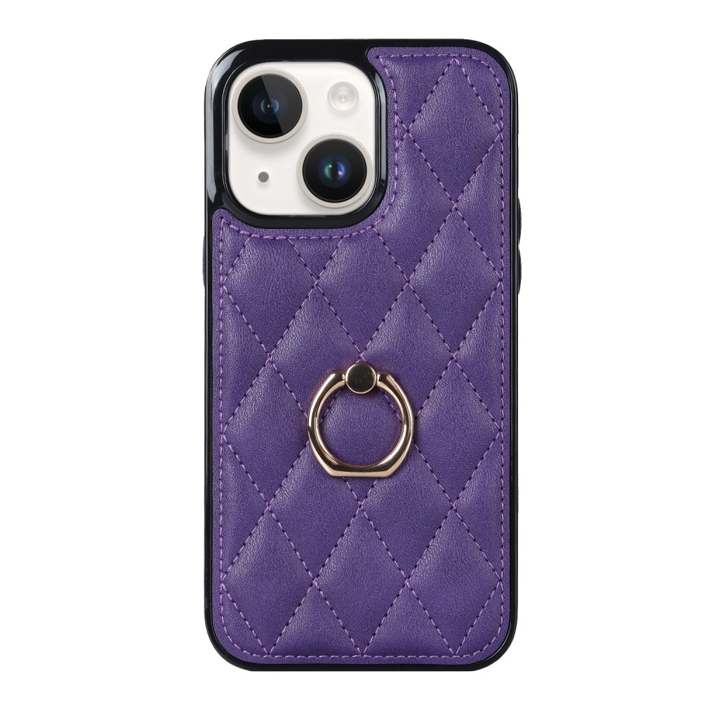 Cover Finger Ring iPhone 14 Quilted lila