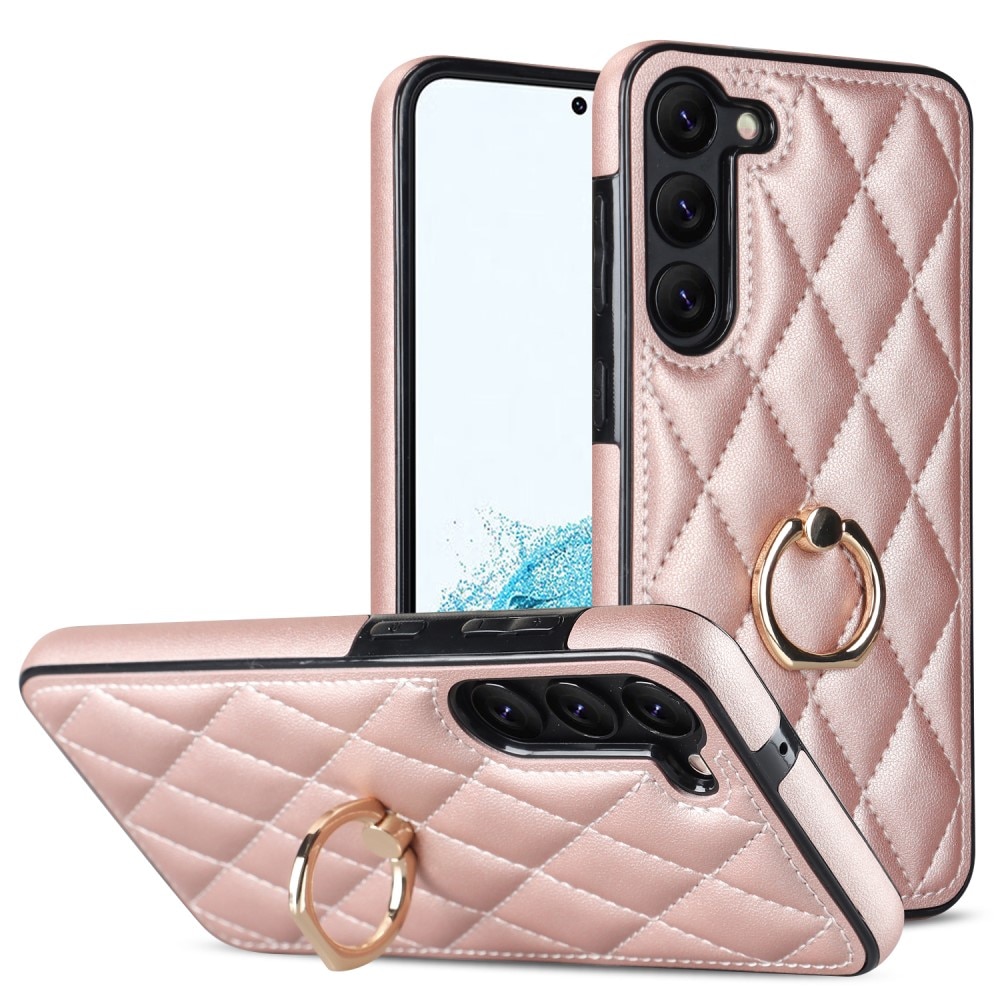 Cover Finger Ring Samsung Galaxy S23 Quilted rose guld
