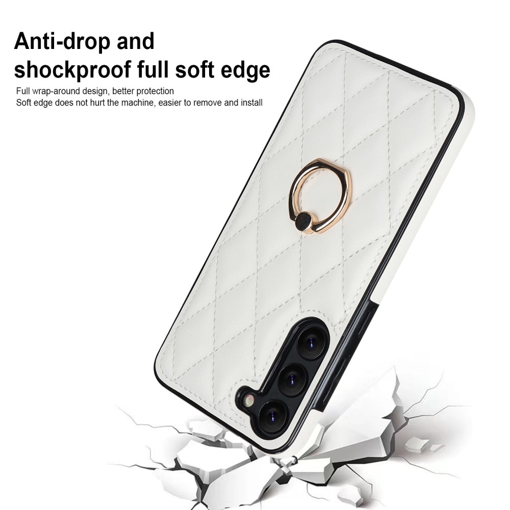 Cover Finger Ring Samsung Galaxy S23 Quilted hvid