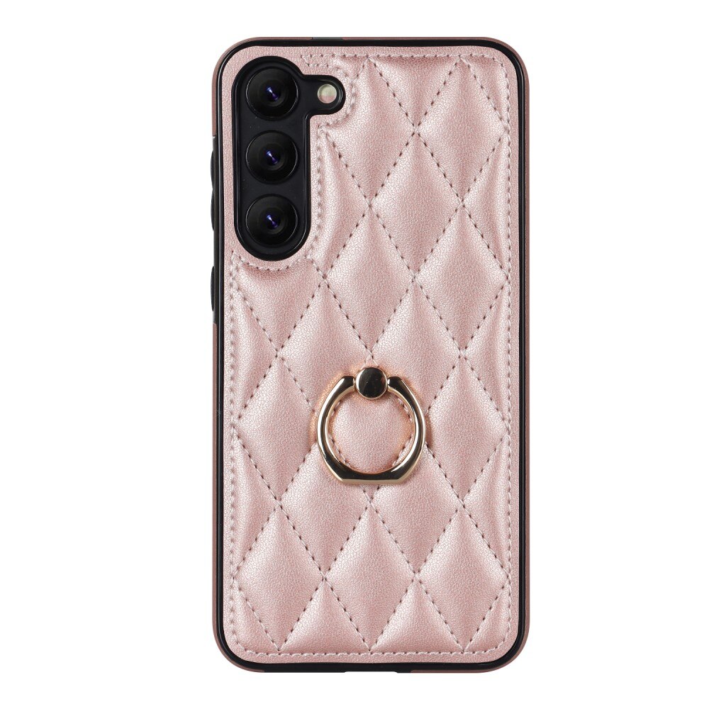 Cover Finger Ring Samsung Galaxy S23 Plus Quilted rose guld