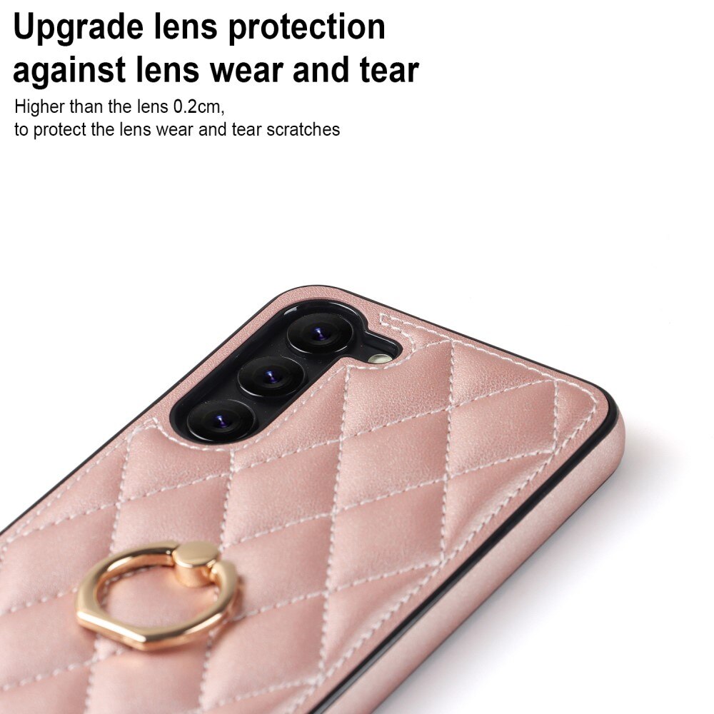 Cover Finger Ring Samsung Galaxy S23 Plus Quilted rose guld