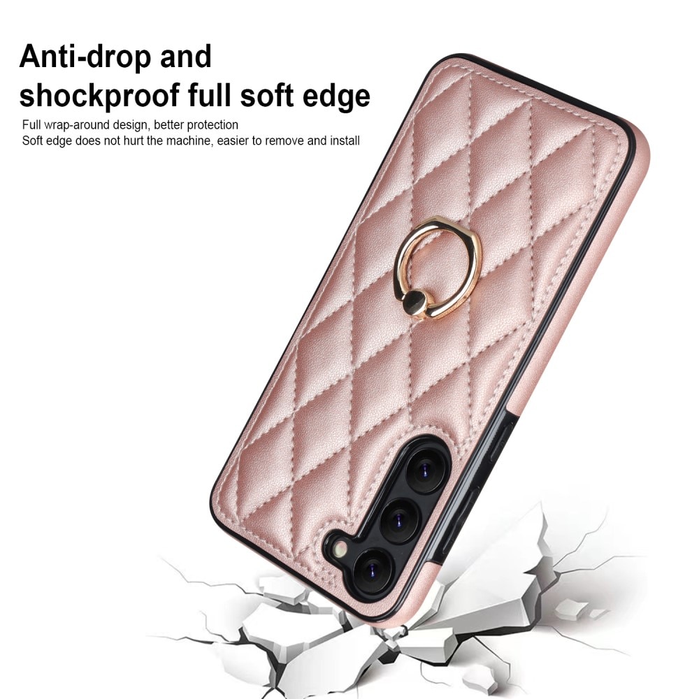 Cover Finger Ring Samsung Galaxy S23 Plus Quilted rose guld