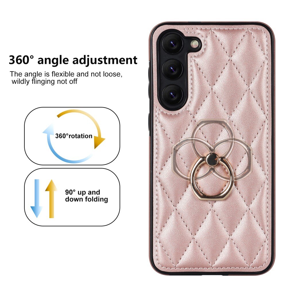 Cover Finger Ring Samsung Galaxy S23 Plus Quilted rose guld