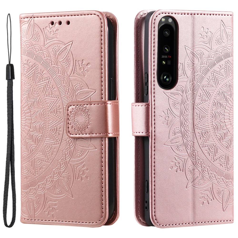 Læderetui Mandala Sony Xperia 1 V rose guld