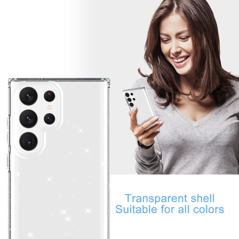 TPU Cover Glitter Samsung Galaxy S23 Ultra gennemsigtig
