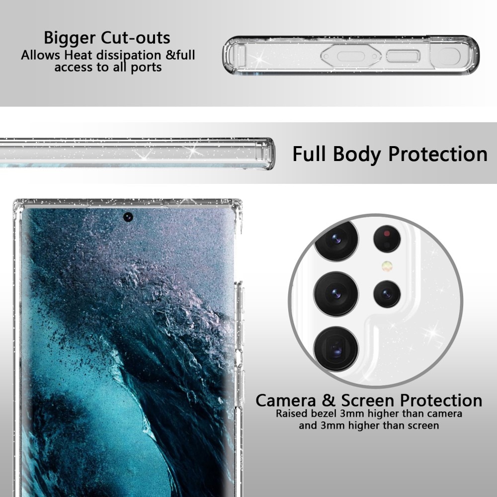 TPU Cover Glitter Samsung Galaxy S23 Ultra gennemsigtig