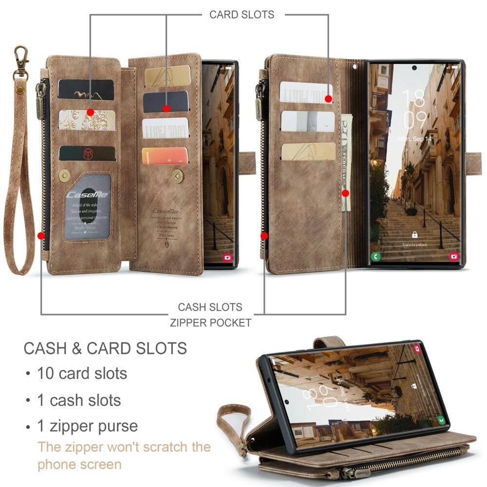 Zipper Wallet Samsung Galaxy S23 Ultra Brun