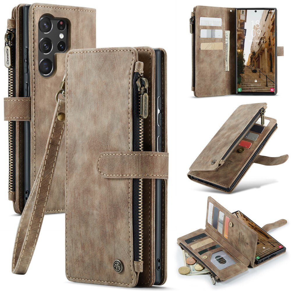 Zipper Wallet Samsung Galaxy S23 Ultra brun