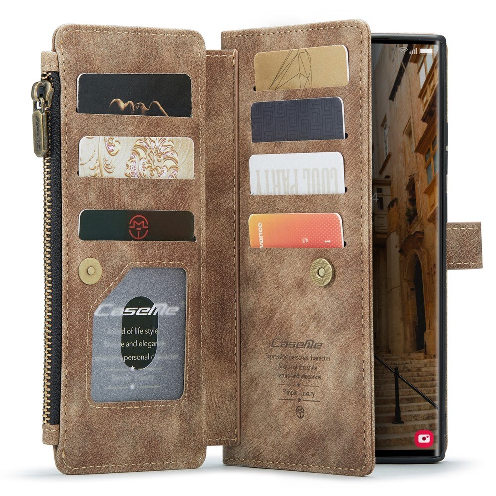 Zipper Wallet Samsung Galaxy S23 Ultra Brun