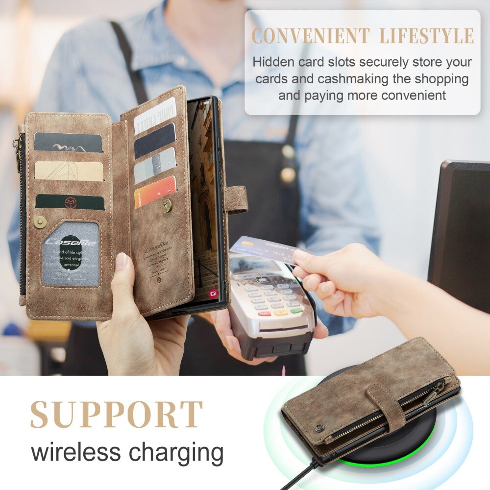 Zipper Wallet Samsung Galaxy S23 Ultra Brun
