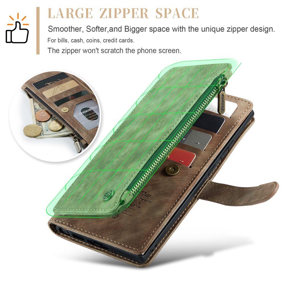 Zipper Wallet Samsung Galaxy S23 Ultra Brun