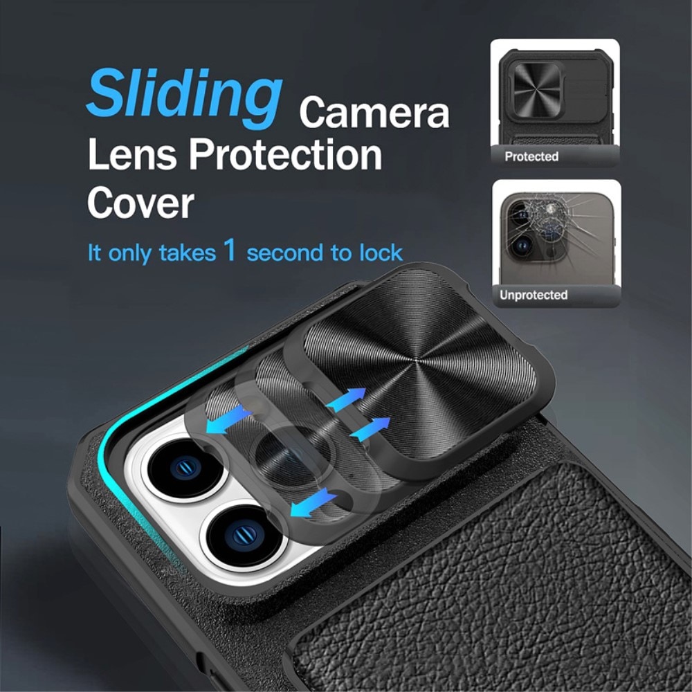 Hybridcover Kamerabeskyttelse+Kortholder iPhone 14 Pro sort