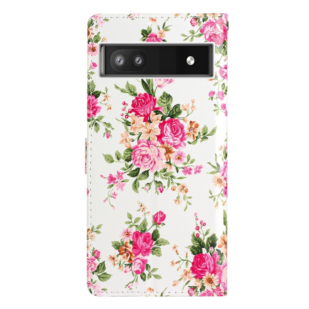 Mobiltaske Google Pixel 6a lyserøde blomster
