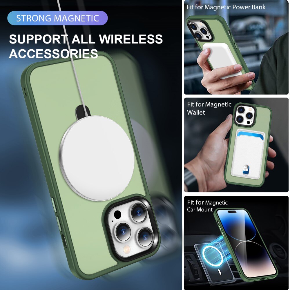 Hybridcover MagSafe Ring iPhone 15 Pro Max Grøn