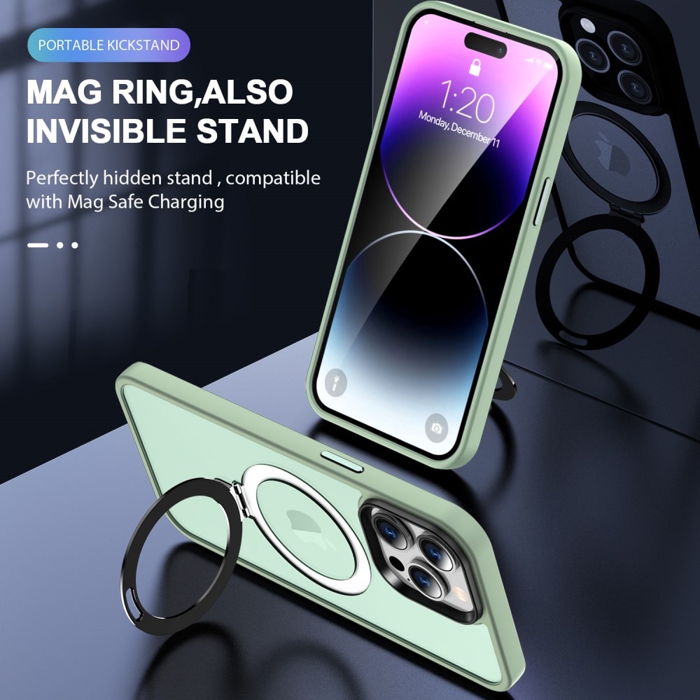 Hybridcover MagSafe Ring iPhone 15 Pro lysegrøn