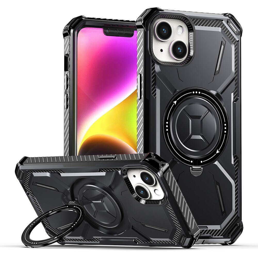 Hybridcover Tech MagSafe Ring iPhone 15 Plus sort