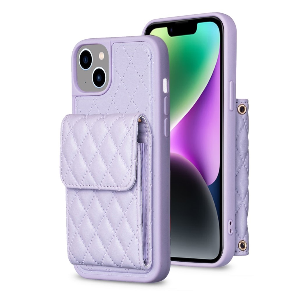 Tegnebog Cover Quilted iPhone 14 lila