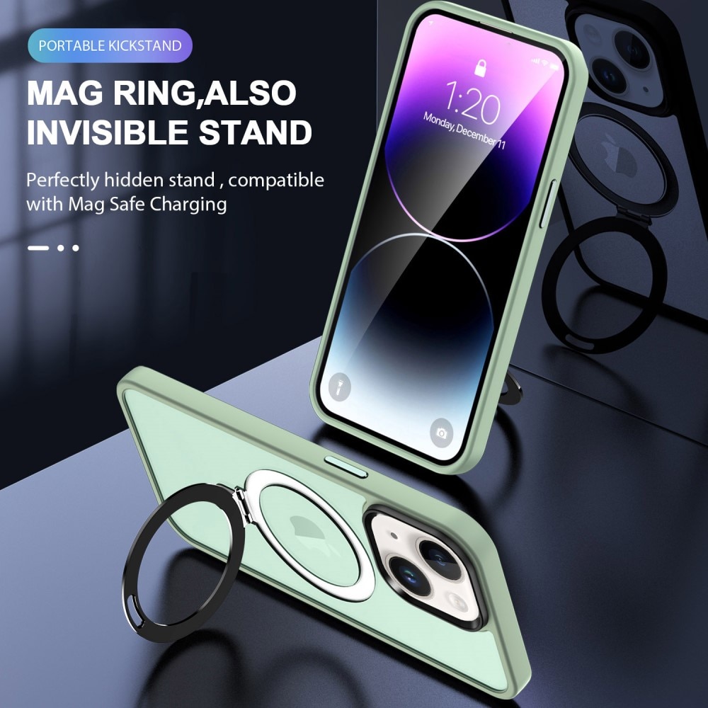 Hybridcover MagSafe Ring iPhone 14 lysegrøn