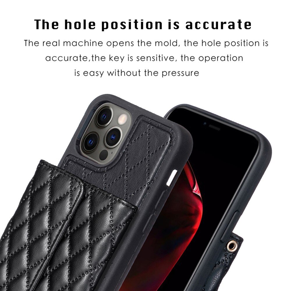 Tegnebog Cover med sidelomme Quilted iPhone 12/12 Pro sort