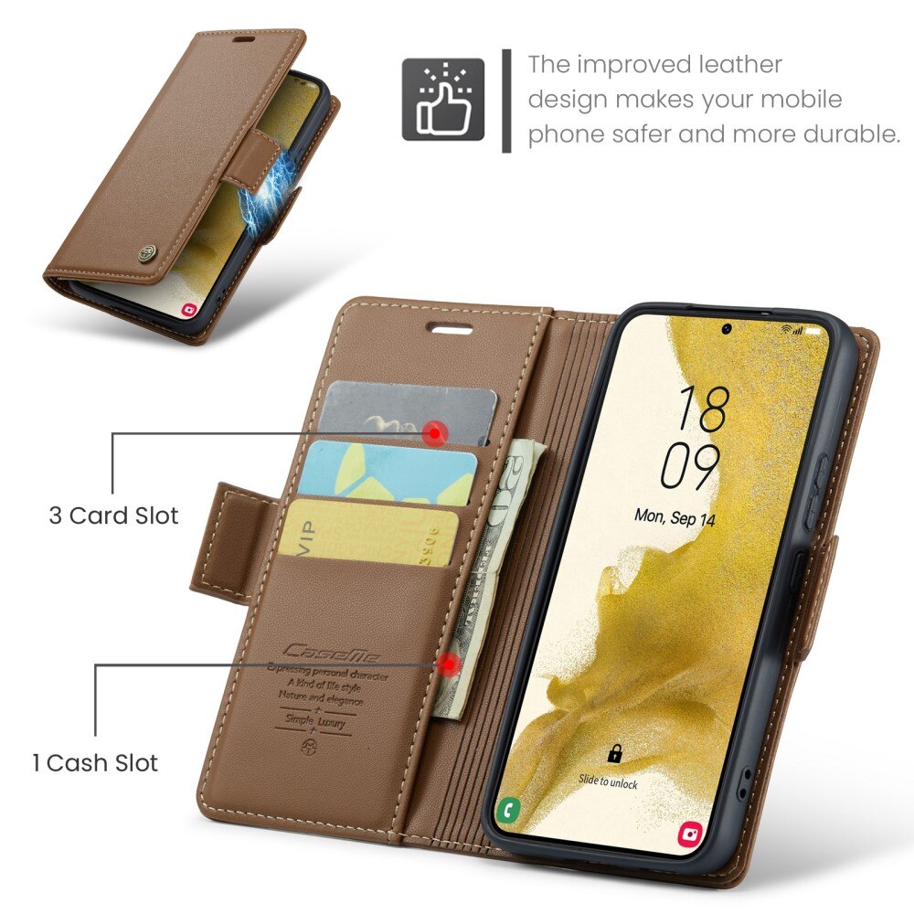 RFID blocking Slim Pung Etui Samsung Galaxy S22 brun