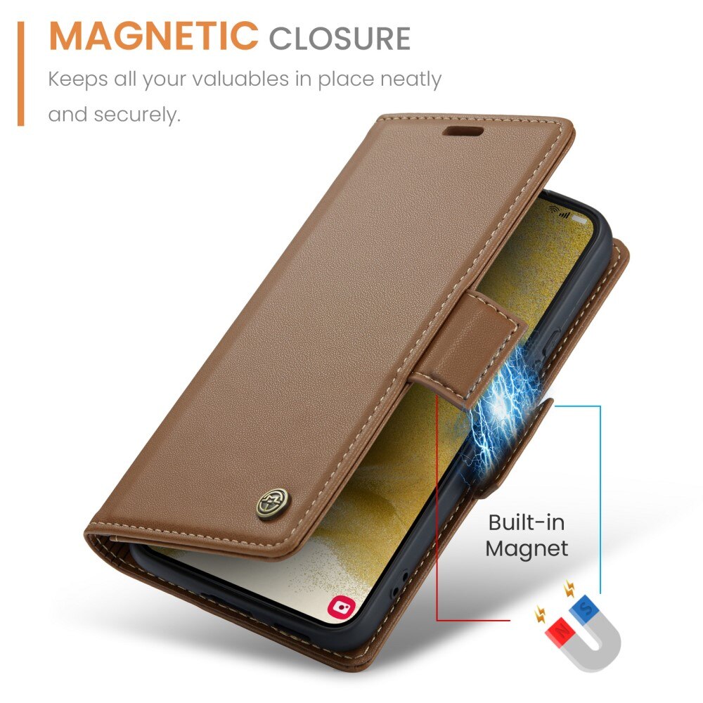 RFID blocking Slim Pung Etui Samsung Galaxy S22 brun