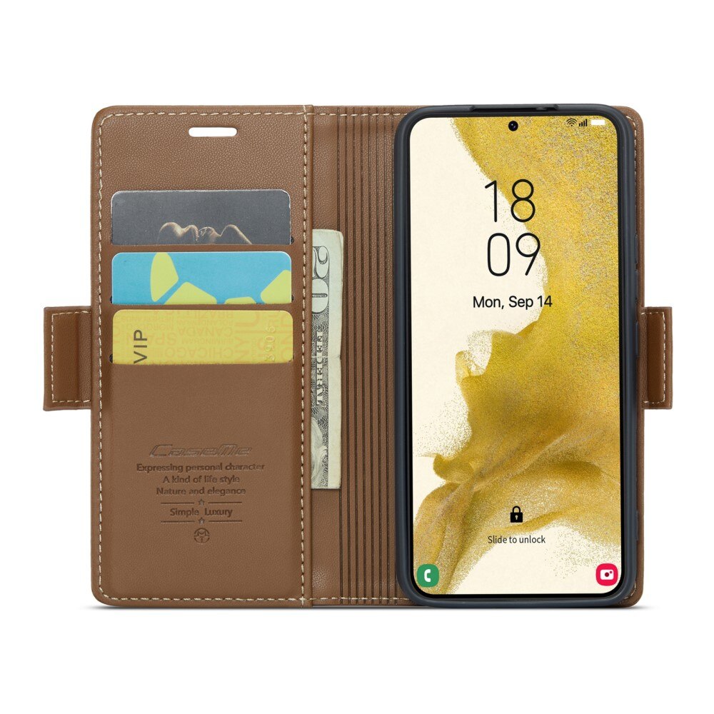 RFID blocking Slim Pung Etui Samsung Galaxy S22 brun