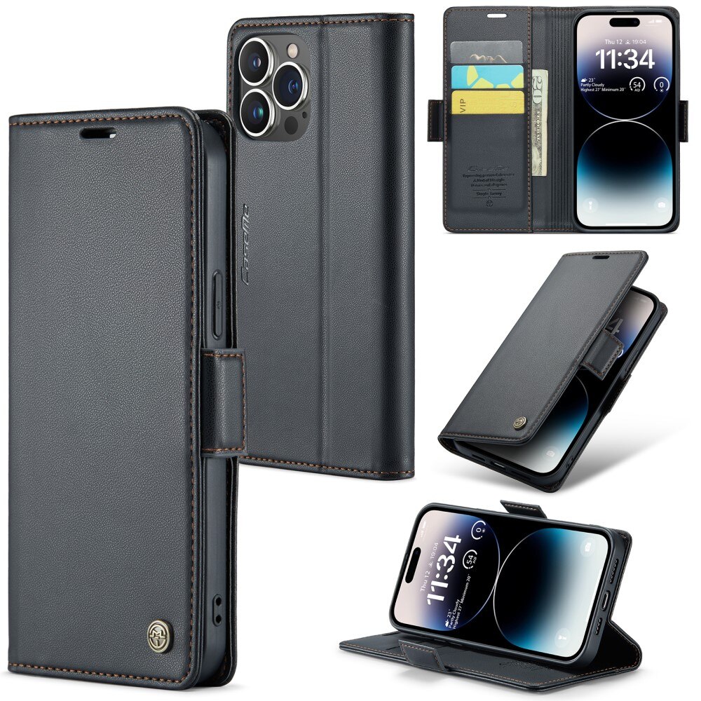 RFID blocking Slim Pung Etui Apple iPhone 14 Pro Sort