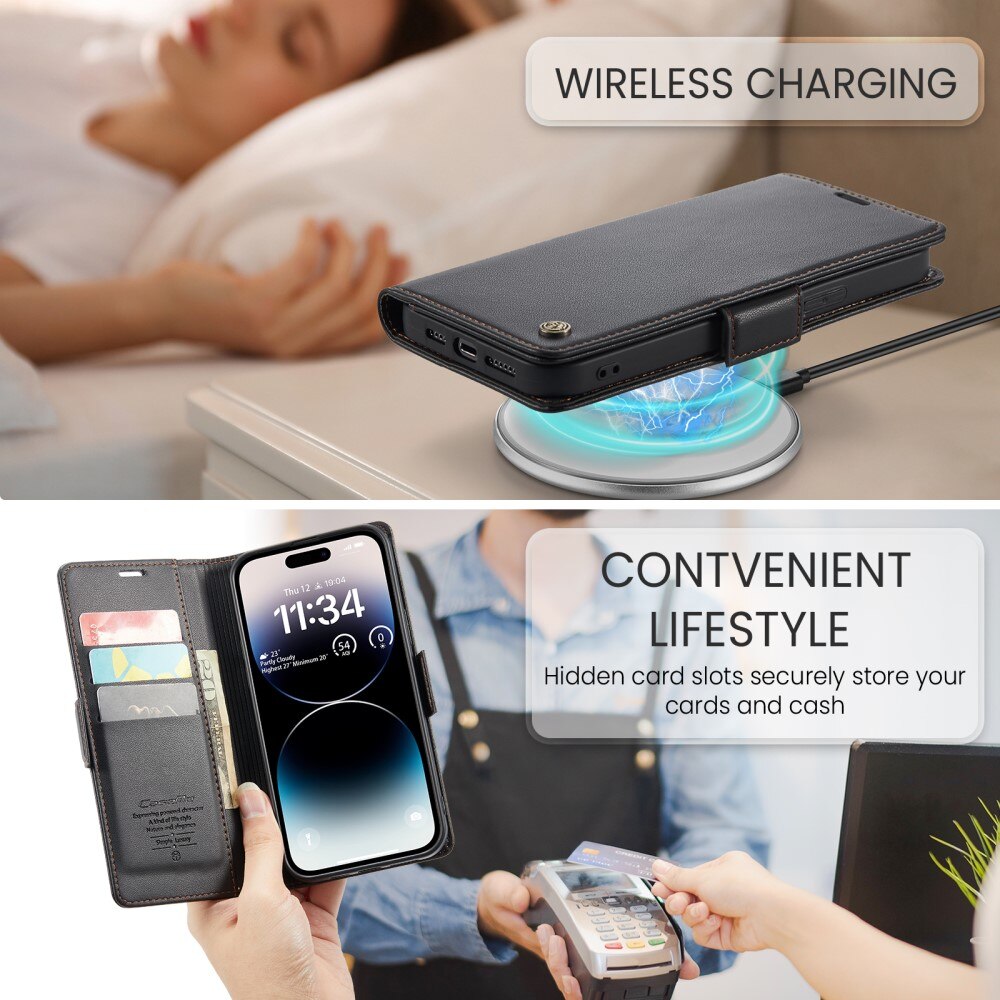 RFID blocking Slim Pung Etui Apple iPhone 14 Pro Sort